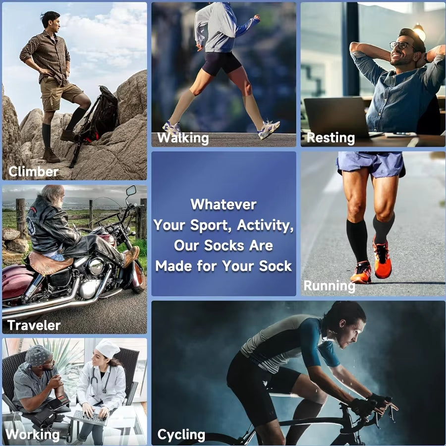 20-30Mmhg Compression Socks, Knee High Support Stockings for Women Men, Wide Calf Circulation Socks for Nurse Running Travel