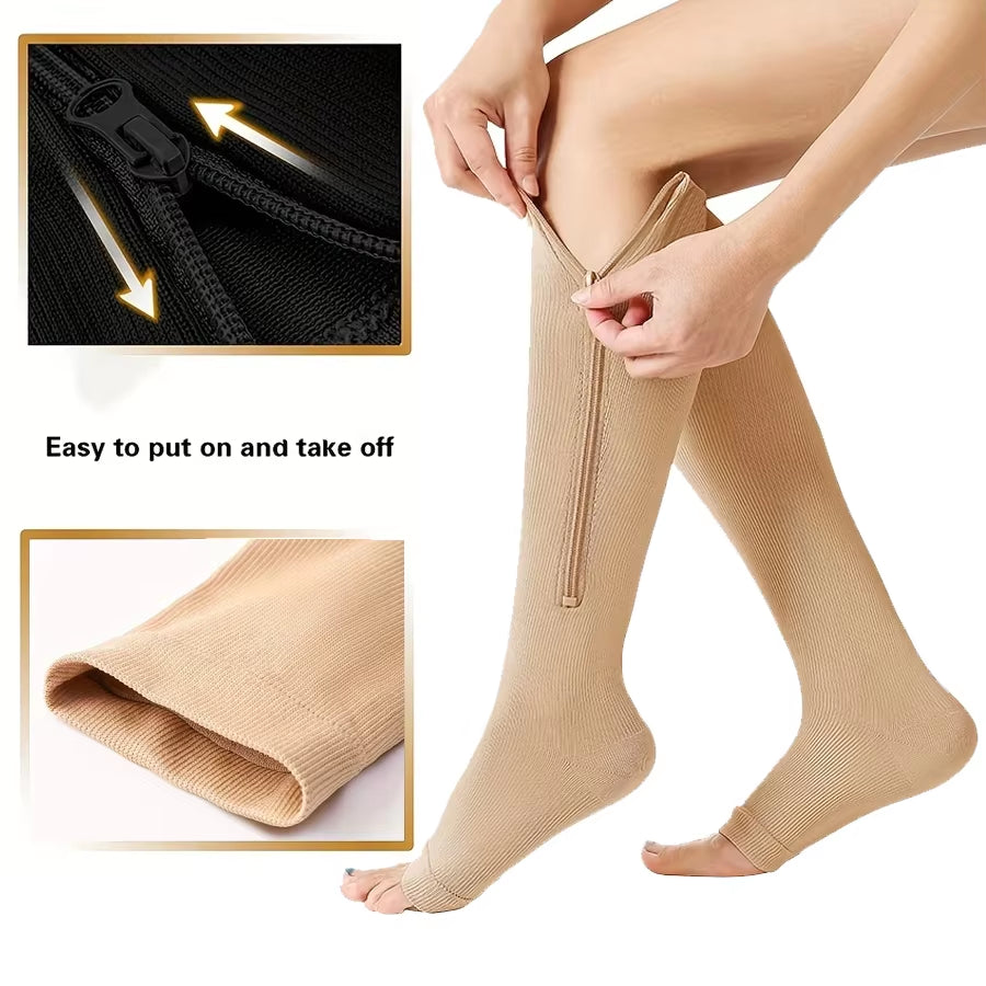 20-30Mmhg Compression Socks, Knee High Support Stockings for Women Men, Wide Calf Circulation Socks for Nurse Running Travel