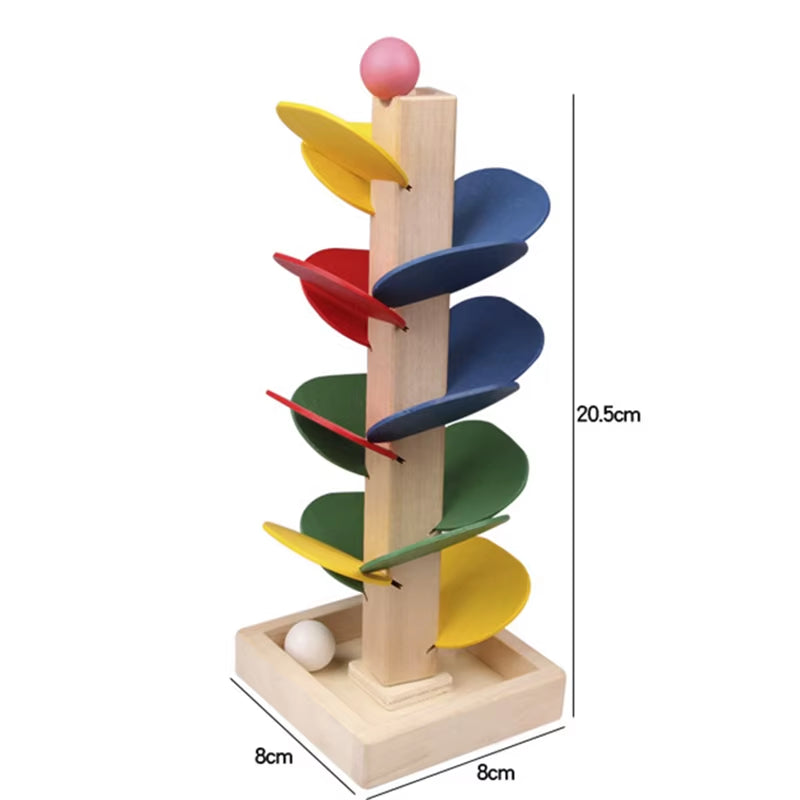Mini Colorful Tree Marble Ball Run Track Building Blocks Kids Wooden Toys Montessori Learning Educational Toys for Children Gift