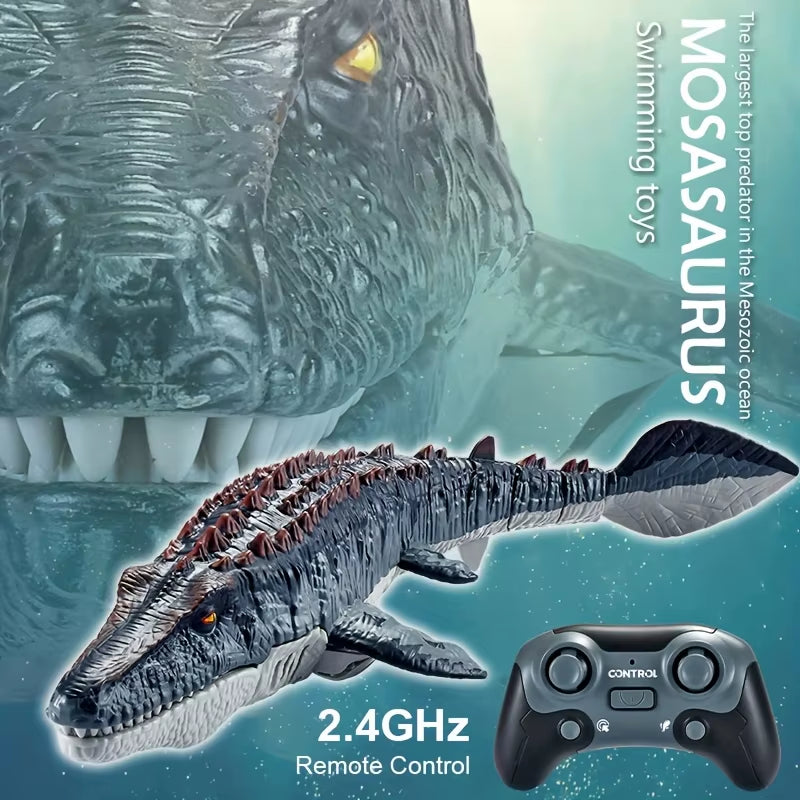 Interactive 2.4Ghz Remote Control Mosasaur Toy with Dual Propellers, USB Rechargeable, Durable ABS Toy Ideal Family Fun Gift