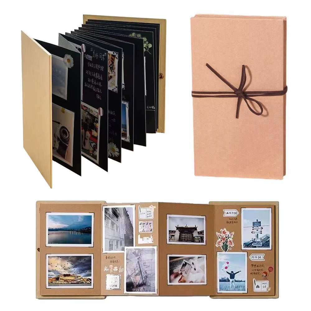 Accordion Folding DIY Photo Album Sticky Type Blank Kraft Paper 5/6/8Inch A4 Commemorative Book Gift Scrapbooking Photocard Book