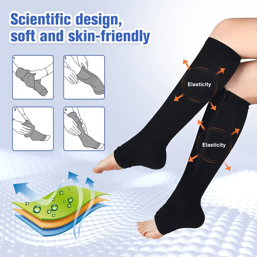 20-30Mmhg Compression Socks, Knee High Support Stockings for Women Men, Wide Calf Circulation Socks for Nurse Running Travel
