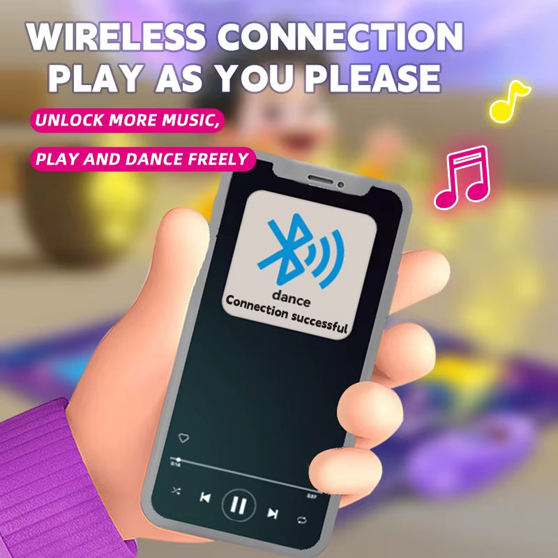 90X90Cm Kids Electronic Dance Mat Dancing Blanket with Light&Bluetooth Kids Floor Music Blanket Educational Toys Xmas Gifts