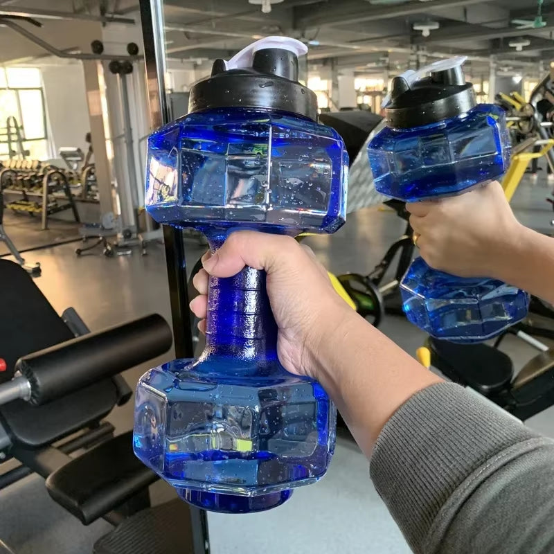 Dumbbell Hammer Water Bottle High Capacity 2 Liters Gym Weightlifting Sports Bottle Creative Space Cup Water Bottle for Men