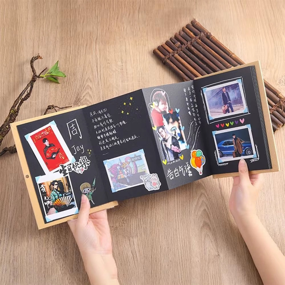 Accordion Folding DIY Photo Album Sticky Type Blank Kraft Paper 5/6/8Inch A4 Commemorative Book Gift Scrapbooking Photocard Book