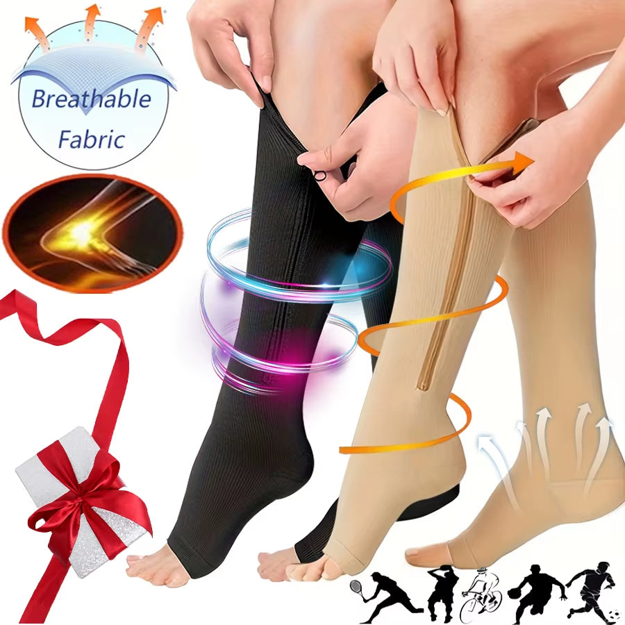 20-30Mmhg Compression Socks, Knee High Support Stockings for Women Men, Wide Calf Circulation Socks for Nurse Running Travel