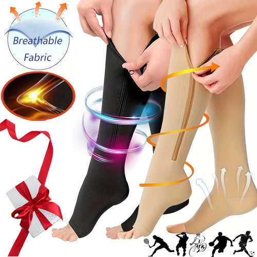 20-30Mmhg Compression Socks, Knee High Support Stockings for Women Men, Wide Calf Circulation Socks for Nurse Running Travel