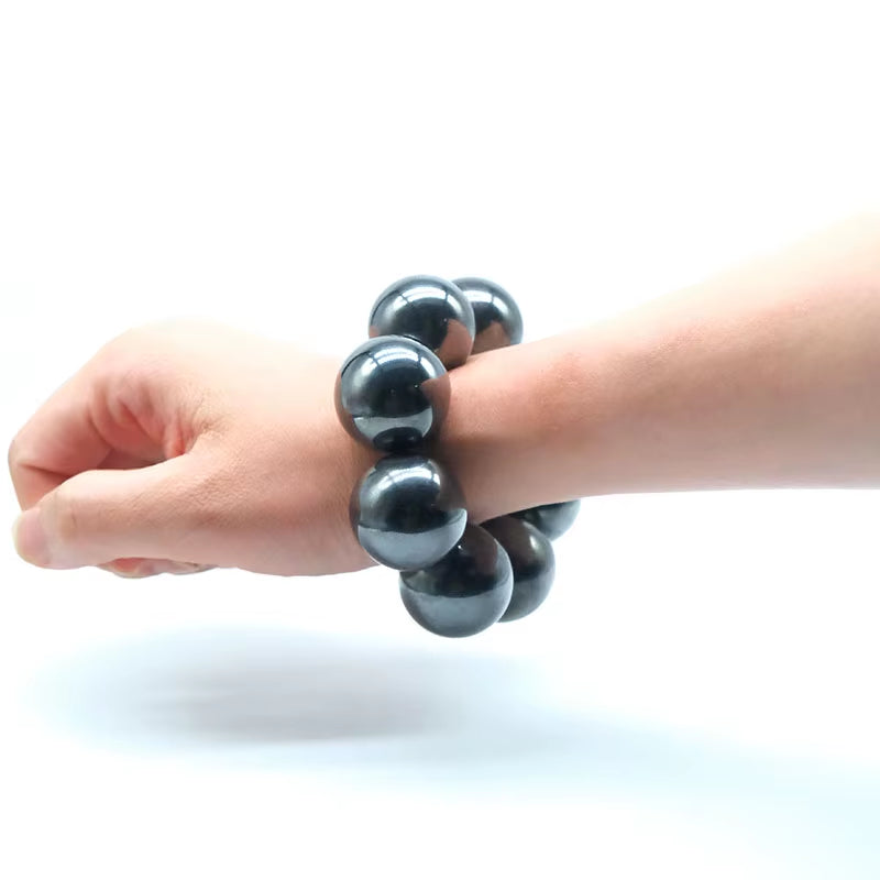 30Mm Strong Magnetic Large Big round Magnet Ball Beads Bracelet Stress Relieving Stone Natural Hematite DIY Home Decoration Gift