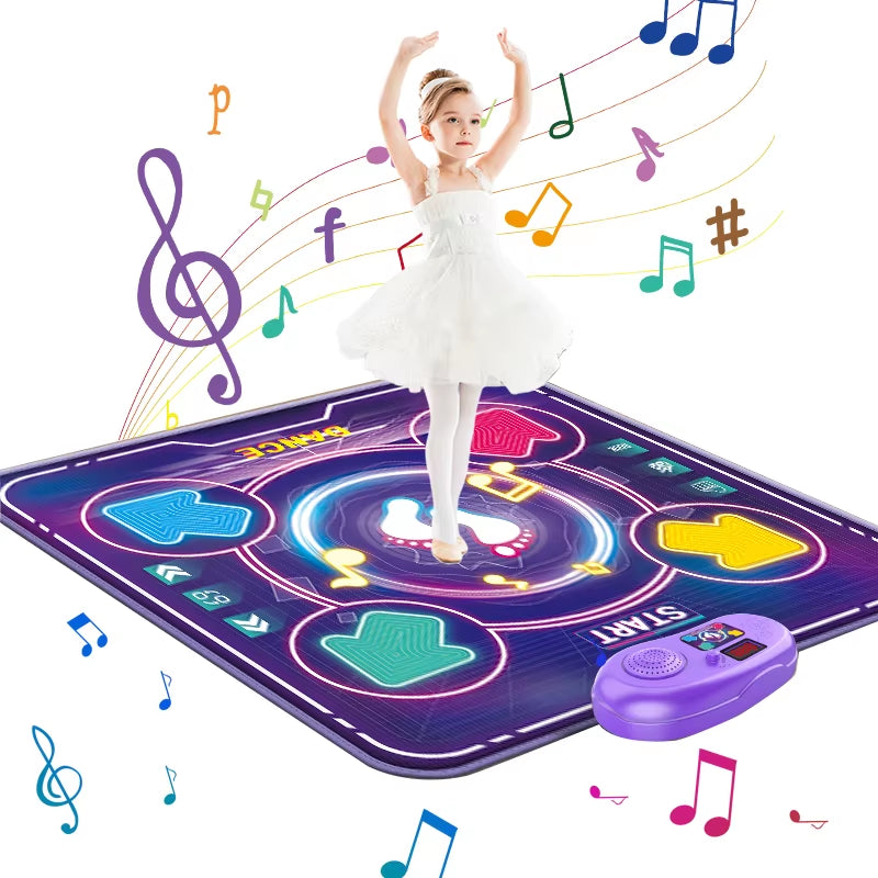 90X90Cm Kids Electronic Dance Mat Dancing Blanket with Light&Bluetooth Kids Floor Music Blanket Educational Toys Xmas Gifts