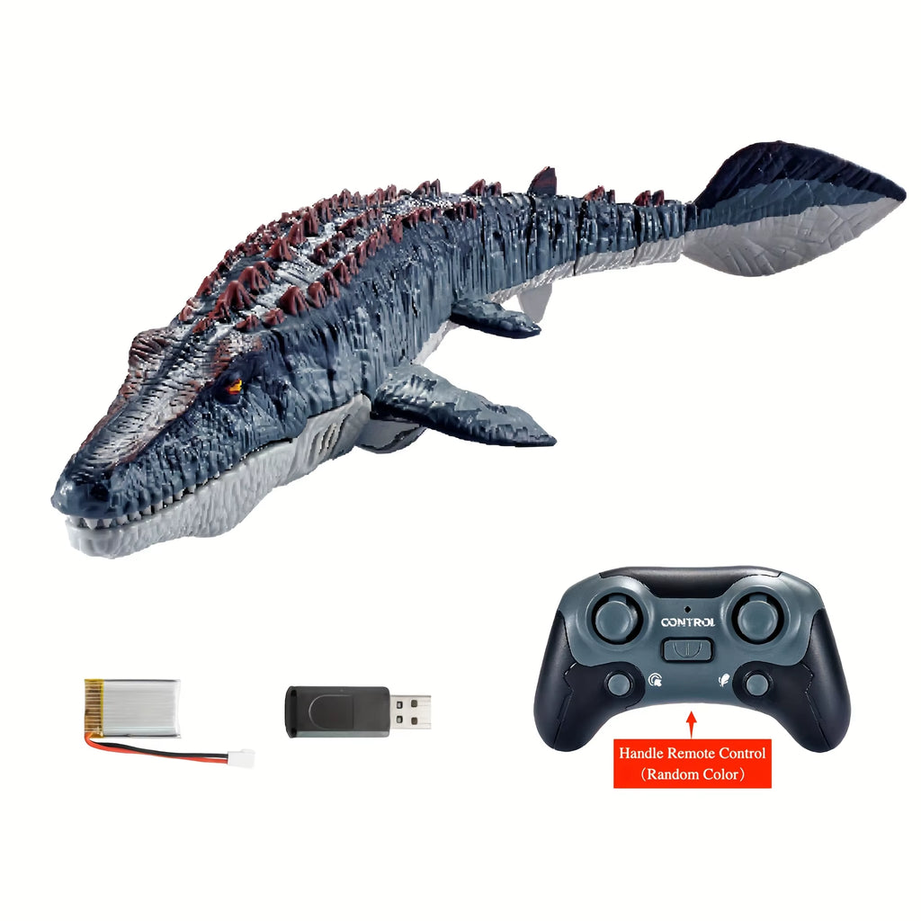 Interactive 2.4Ghz Remote Control Mosasaur Toy with Dual Propellers, USB Rechargeable, Durable ABS Toy Ideal Family Fun Gift