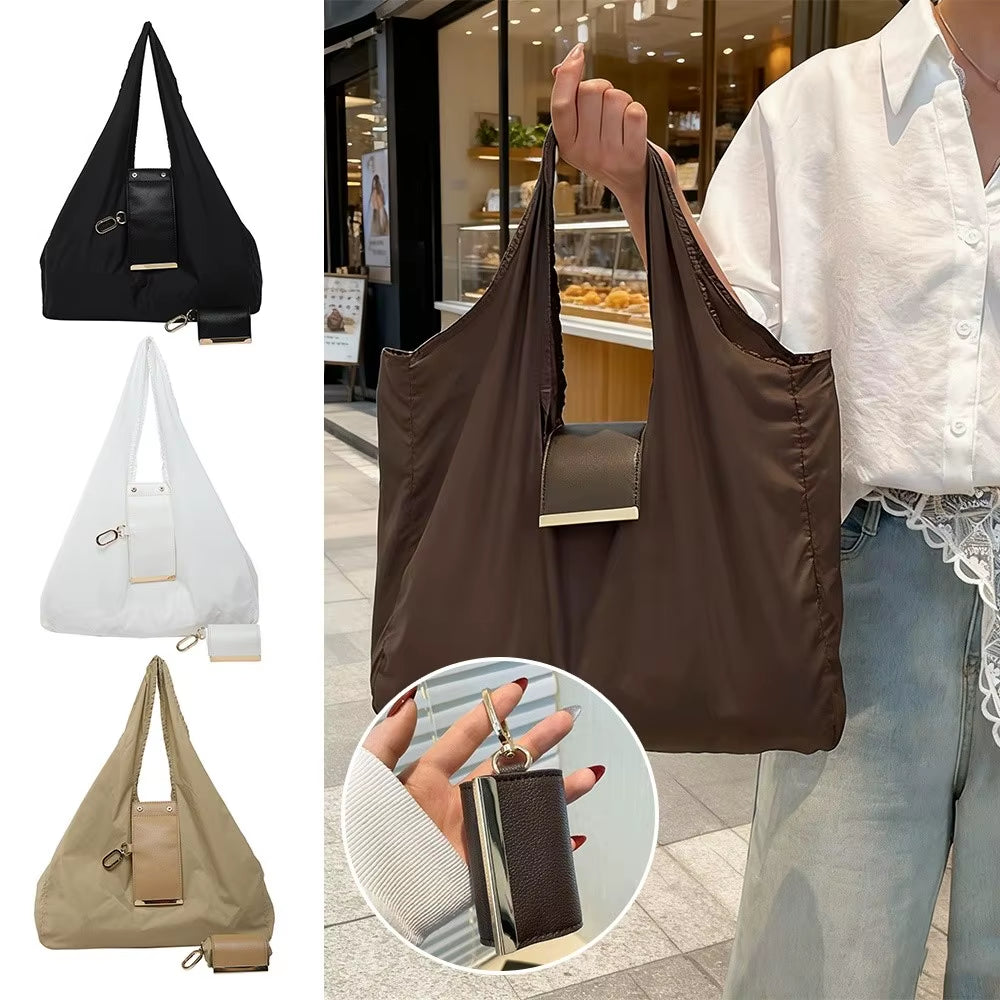 New Mini Keychain Tote Bag with Key Ring Expandable Supermarket Eco-Friendly Bag Reusable Foldable Handbag for Travel