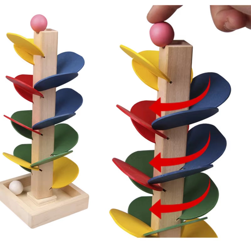 Mini Colorful Tree Marble Ball Run Track Building Blocks Kids Wooden Toys Montessori Learning Educational Toys for Children Gift